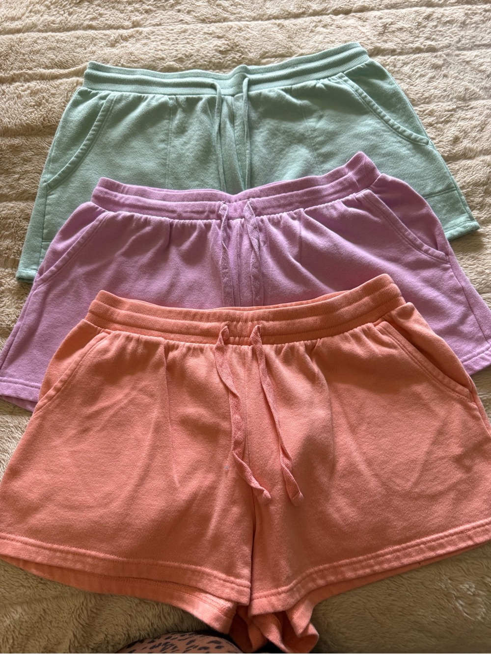 Colsie Pastel Athletic Shorts Trio - Mint, Lavender, Coral